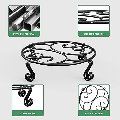 Yimobra 2 Pack Plant Stand for Flower Pot Heavy Duty Potted Holder Indoor Outdoor Metal Rustproof Iron Garden Container Round Supports Rack for