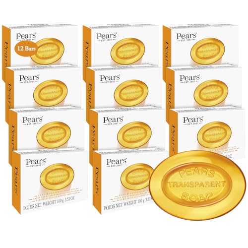 Pears Soap, Pure & Gentle with Natural Oils, 2-Pack – Transparent Amber Glycerin Soap for Pampered, Glowing Skin, 3.53 Oz Ea