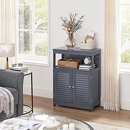 VASAGLE Bathroom Storage Cabinet, with 2 Doors, 31.5" H, Cloud White