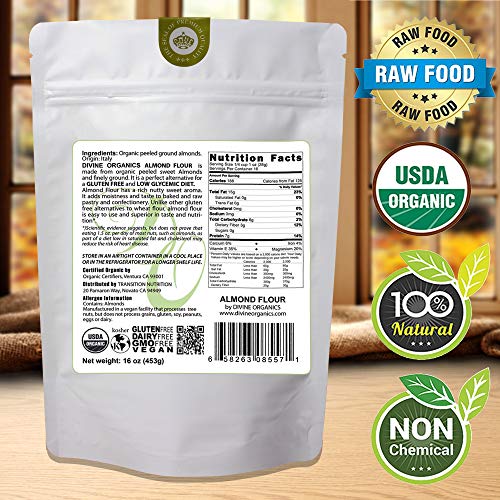 6 oz Organic Almond Flour Powdered Gluten Free Low Glycemic Non-GMO by Divine Organics