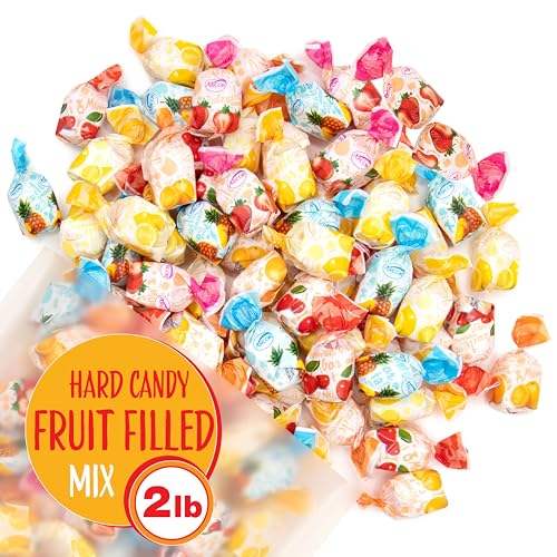 Arcor Fruit Filled Hard Candy, Bon Bons Candy, 2 Lb Bag | Hard Candy Individually Wrapped, Orange, Cherry, Lemon, Strawberry, Pineapple