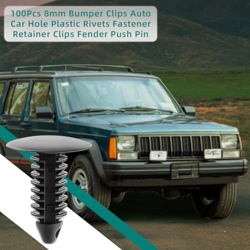 AUTOKAY 100Pcs 8mm Bumper Clips Auto Car Hole Plastic Rivets Fastener