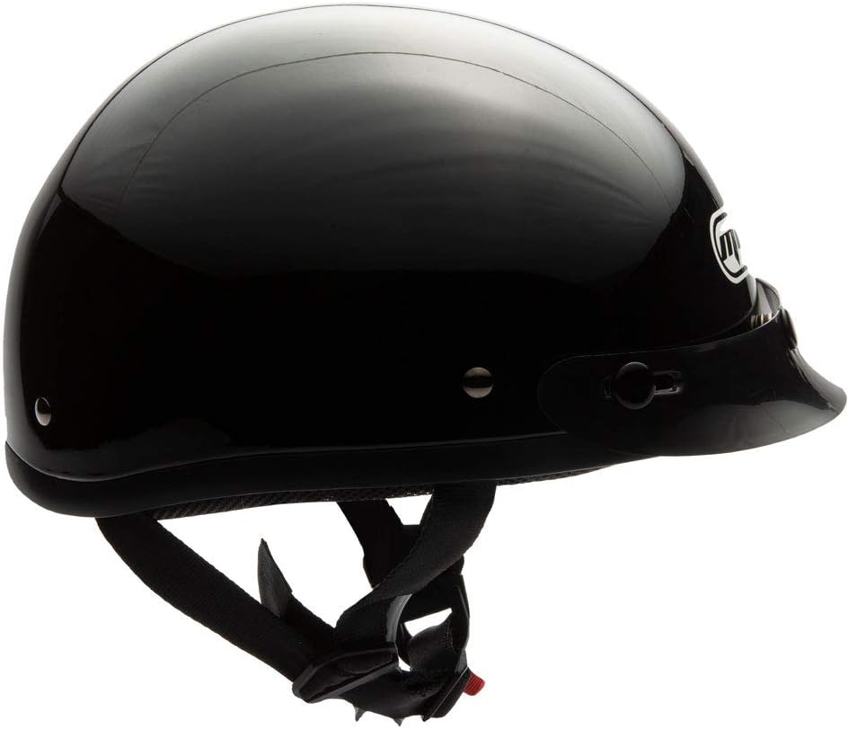 MMG Adult Half Shell Helmet, Motorcycle/Scooter/Moped, Matte Gray, Medium | Lightweight Polycarbonate/ABS half shell, goggles included. Padded washable liner, double D-ring strap. DOT FMVSS-218.