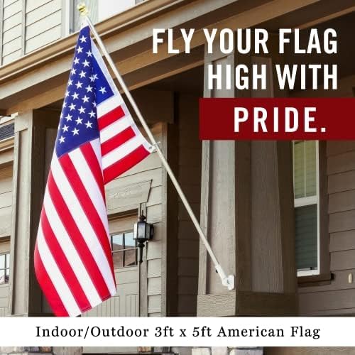 American Flag 5x8 ft Embroidered Stars Sewn Stripes | Embroidered USA flag with vivid colors and quadruple stitched fly end for enhanced durability. Features 210D Nylon