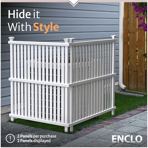 Enclo Wilmington Privacy Screen 2pk, White Vinyl DIY No Dig Kit | 45.5inH x 36.5inW, 2 Panels, ZP19008