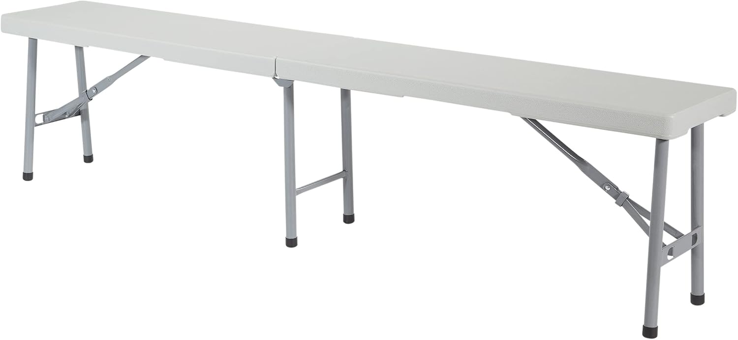 Office Star Resin Furniture for Indoor or Outdoor Use, Single, Fold in Half 6 Foot Bench