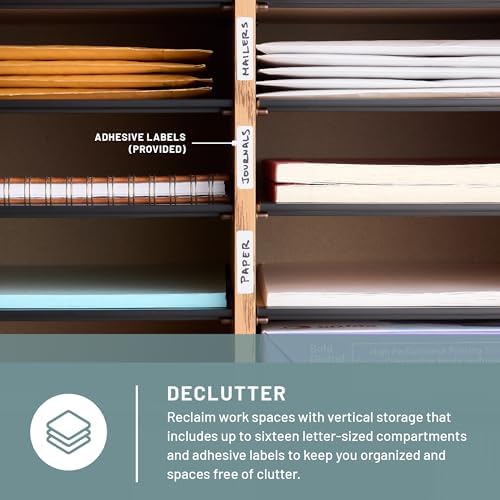 Safco Wood Adjustable Literature Organizer, 16 Compartment with Adjustable Shelves, CDs Storage, and Durable Laminate Finish, for Home Office