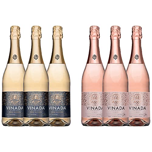 VINADA - Sparkling Gold & Rosé Variety Pack - Zero Alcohol Wine - 750 mL (6 Glass Bottles)
