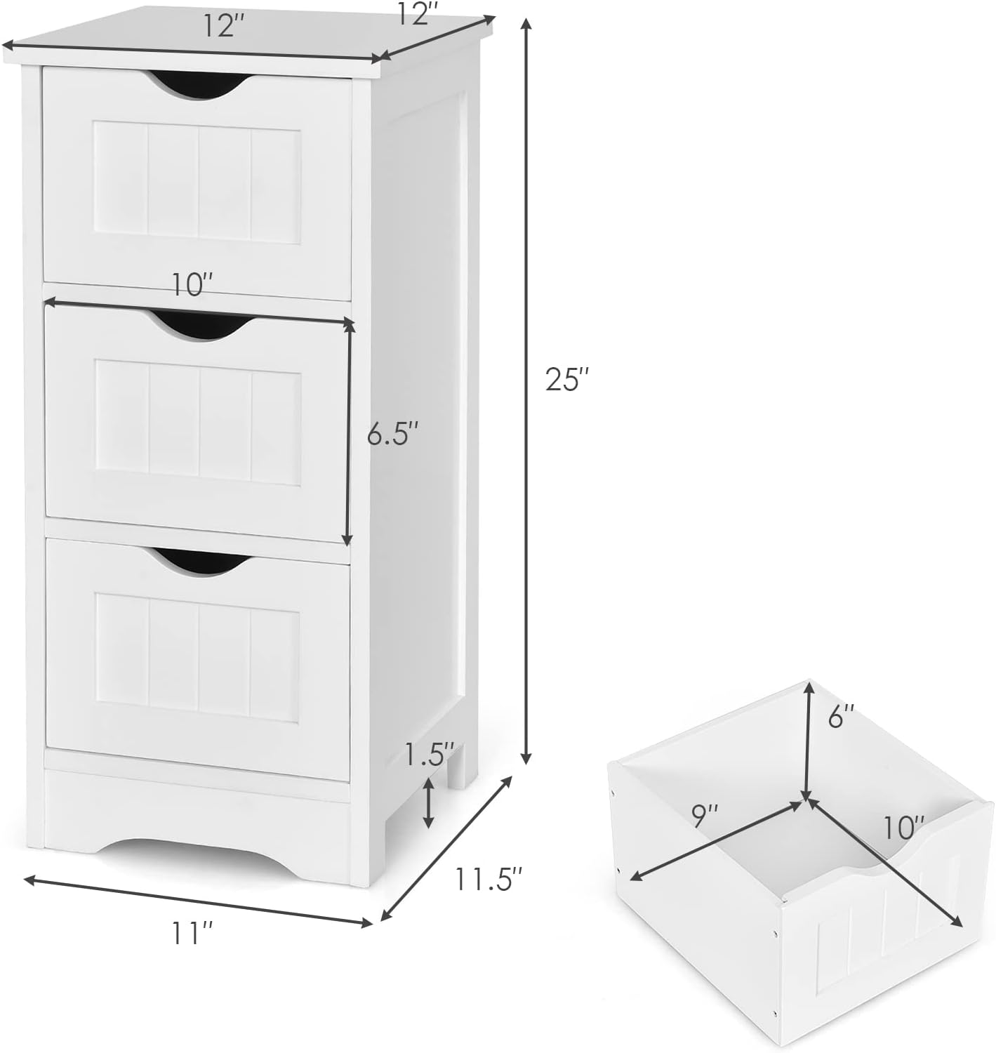 Tangkula Bathroom Floor Cabinet, Freestanding Narrow Side Storage Organizer with 4 Drawers, Multifunctional Towel Cabinet with Anti-Tip Kit for Living Room Laundry Entryway (4 Drawers, White)