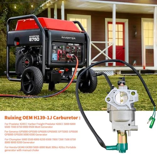 Ruixing 8750 420cc Carburetor for Predator 420cc 439cc 459cc 6500 7000 8750 9000 9500 Harbor Freight Generator 69671 68530 Honda GX390 GX340 Generac