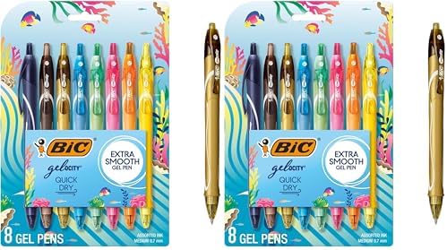 BIC Gelocity Quick Dry Gel Pens, Medium Point, 0.7 mm, 8-Count Pack | Full-Length Comfort Grip, Smudge-Resistant Quick Dry Ink, Ideal for School Supplies and Color-Coding Notes