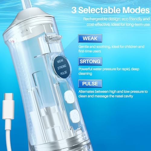 Nasal Irrigation System, Electric Nasal Rinse Machine for Sinus Relief & Nasal Care, Cordless Neti Pot with 4 Tips & 60 Salt Packs
