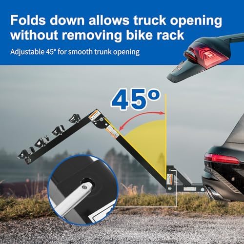 MaxxHaul Hitch Mount 4 Bike Rack 150 lb Capacity Heavy‑Duty Swing Down Design Fits Cars Trucks SUVs and Minivans with Safety Reflector Easy