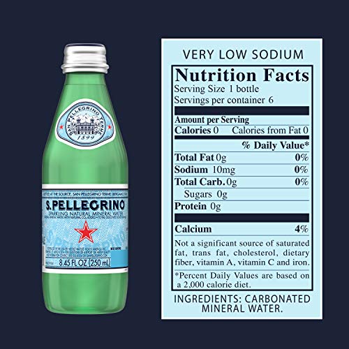 S.Pellegrino Sparkling Natural Mineral Water, 6 Pack of Glass Bottles