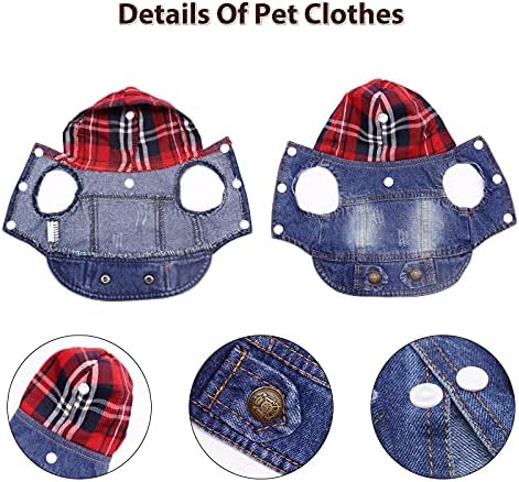 SILD Pet Dog Jeans Jacket Vest with Hooded Blue Dogs Hoodies Denim Cat Coat | Boy Girl Male Dogggie Puppy Cute Vintage Cool Classic Small Medium Machine Washable Apparel Clothes Outfit T-Shirts Costume