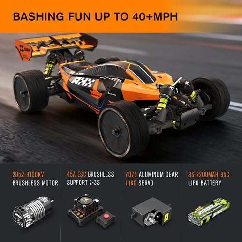 CROBOLL 1/10 Brushless RC Cars, 40+ mph Max, 4X4 RTR Off-Road Buggy | RLAARLO SBK10 Remote Control car for Boys and Adults, 3S Battery
