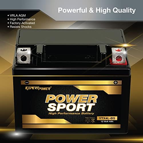 ExpertPower YTX4L-BS AGM Motorcycle & ATV Battery 12V 4Ah 120 CCA