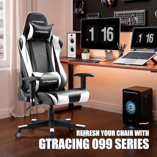 GTRACING Gaming Chair Racing Office Computer Ergonomic Video Game Chair Backrest and Seat Height Adjustable Swivel Recliner with Headrest and Lumbar