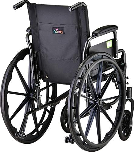 NOVA Lightweight Wheelchair with Flip Up Desk Arms (for Easy Transfer), Adjustable & Easy Release Footrests, Safety Anti-Tippers, Choose from 3 Seat Widths - 16”, 18”& 20”, Weighs only 32 lbs.