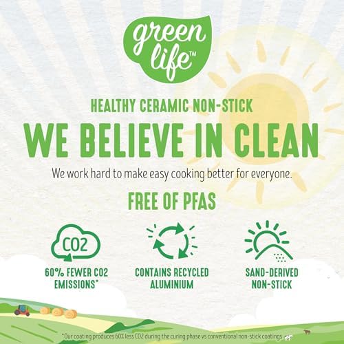 GreenLife Soft Grip Diamond Healthy Ceramic Nonstick 11" Griddle Pan, PFAS-Free, Dishwasher Safe, Black