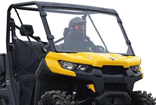 SuperATV Scratch Resistant Full Windshield for Can Am Defender HD5 /HD8 / HD10/ MAX (See Fitment)|Hard Coated for Extreme Durability|1/4" Thick