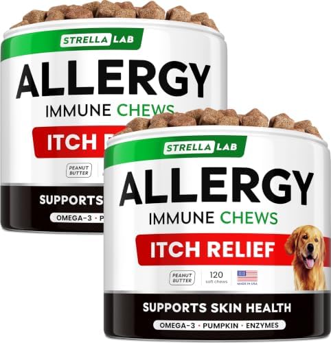 Dog Allergy & Itching Relief - Anti Itch, Skin&Coat Support Chews w/Omega 3