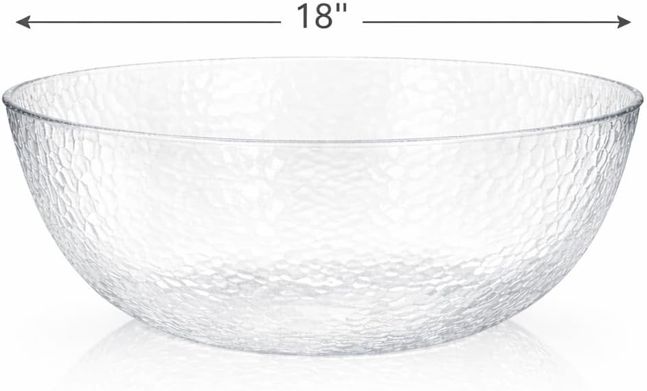 Lillian Collection Stunning Clear Plastic Round Hammered Bowl - 12" (1 Pc.) - Unique Textured Design - Perfect for Parties & Displays