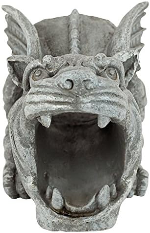 Design Toscano Roland the Gothic Gargoyle Gutter Guardian Rain Downspout Extension Outdoor Statue, 10 Inch Long, Cast Stone Resin, Grey Stone Finish