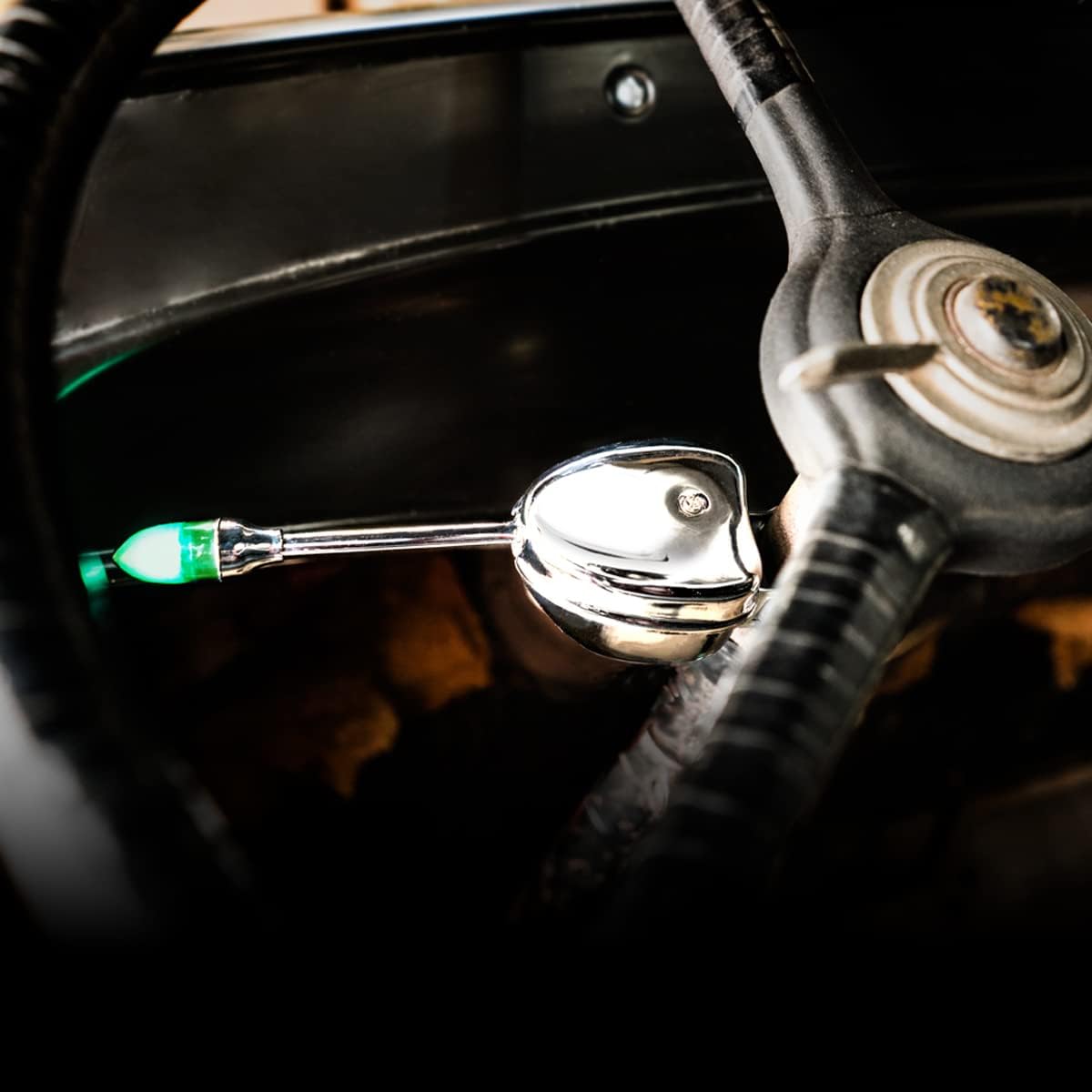 United Pacific Chrome 12V Universal Turn Signal Switch Replacement for Early Cars & Trucks, 7-Wire System, Adjustable Steering Column Clamp - 1 Unit