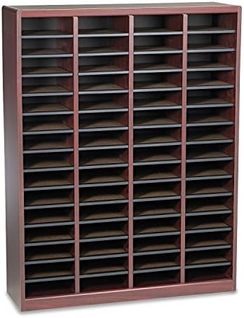 Safco Products E-Z Stor Wood Literature Organizer, 60 Compartment, 9331MH, Mahogany, Durable Construction, Removable Shelves, Plastic Label Holders