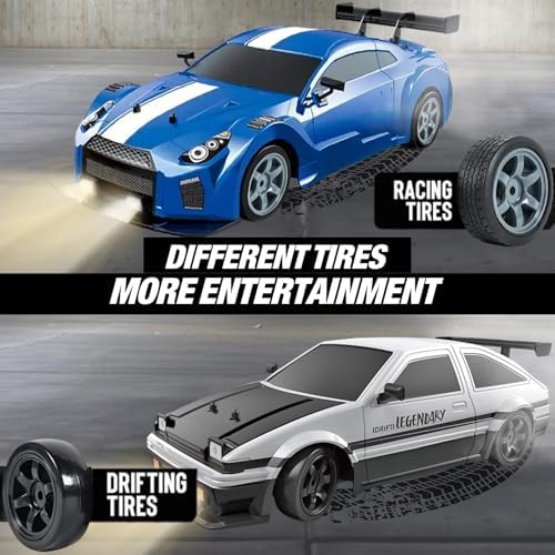 Liberty Imports RC Drift Car 1/16 2.4GHz 4WD Remote Control Sport Racing On-Road Vehicle with LED Light, Batteries and Drift Tires (Red)