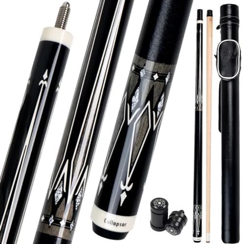 Collapsar CA Pool Stick with 1X1 Hard Case 58" Billiard Cue Stick | Canadian Maple Shaft with 13mm Cue Tip,19-21 oz Professional Pool Cue Set