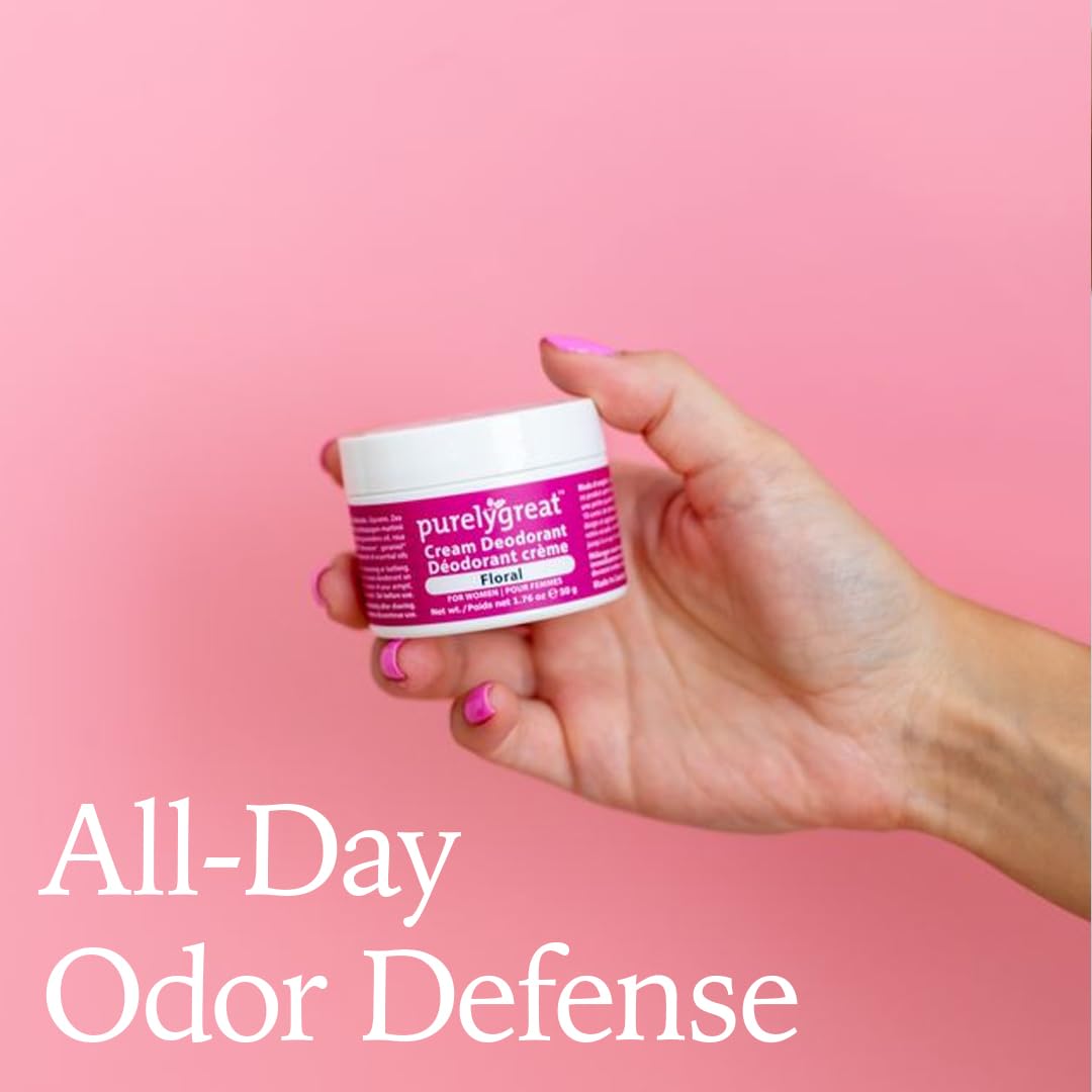 Purelygreat Natural Unscented Cream Deodorant for Women & Men | Aluminum Free Deodorant Women & Men | Vegan & Long Lasting Odor Control | Chemicals, Parabens, BPA & Cruelty Free | 1.76 oz