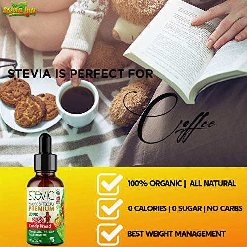 Candy Bread Premium Quality Stevia Drops | Organic Liquid Stevia |Best Sugar Substitute | 100% Pure Extract | All Naturally Sweet | Non-Bitter