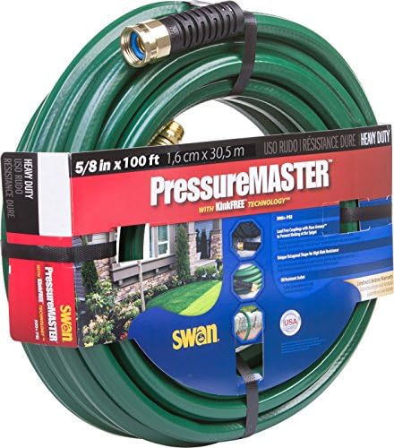 Swan Products SN7958100 Premium Heavy Duty Pressure Master Garden Hose 100 ft, 5/8" Diameter, Green