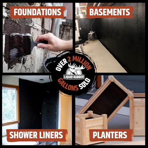 Liquid Rubber Foundation Sealant - Basement Waterproof Sealer, Black, 5 Gal | Flexible Elastomeric Coating - Crack Filler, Leak Repair, Basement Waterproofing Solution, Indoor/Outdoor Use, DIY Protection