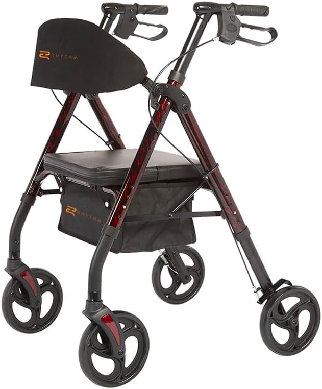 Lifestyle Mobility Aids Royal Deluxe Universal Aluminum 4 Wheel Rollators (Laser Red)