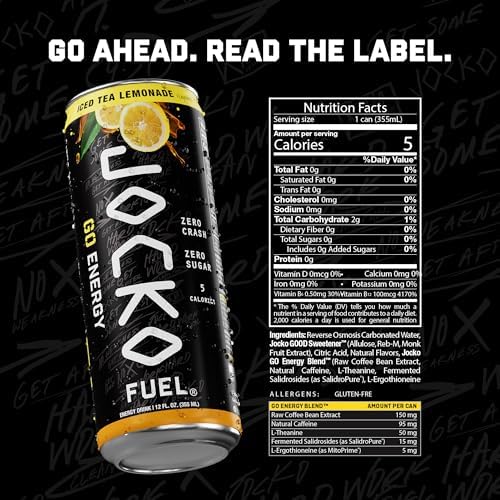 Jocko Fuel GO Energy Drinks, Sour Apple, 12 oz | 12 Pack