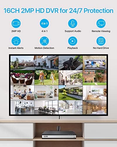 ZOSI H.265+ 8 Channel 3K Lite Security DVR Recorder, Hybrid 4-in-1, NO HDD | Support Analog AHD TVI CVI Cameras, Remote Access, AI Human Vehicle Detection, Alert Push, 8CH Surveillance DVR