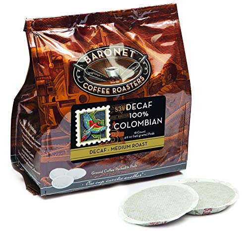 Baronet Coffee 8 Gram Coffee Pods, 100% Colombian, 54 Pods | Medium Roast, 100% Arabica Coffee, Regular Strength, 3 Bags of 18 Single Serve Pods, Compatible with Senseo Coffee Machines