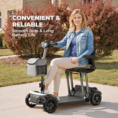 Metro Mobility 4 Wheel Foldable Mobility Scooter for Adults - 300 lbs Capacity Electric Mobility Scooters for Seniors - Long Range Power Extended