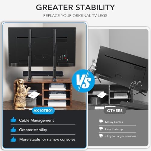 Table Top TV Stand with Height Adjustable TV Legs Replacement for Most 37-86 Inch Flat Curved TVs
