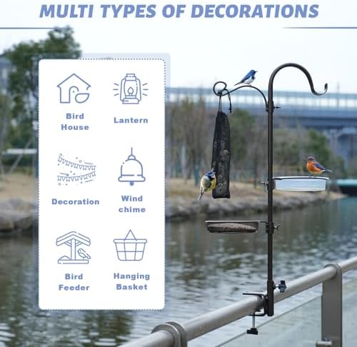 Deluxe Bird Feeding Station Kit with Multi Feeder Hanging Pole, Metal Suet Feeder, Bird Bath