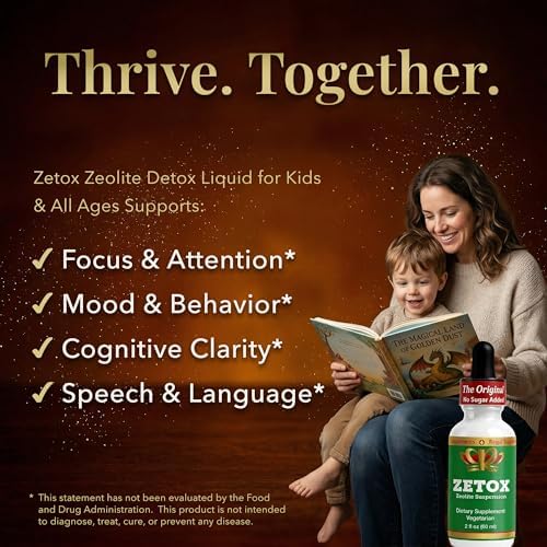ZETOX | Zeolite Detox for Kids and Adults | Enhanced with Methyl Vitamin B12 and D3 | Premium Grade Liquid Clinoptilolite Zeolite Drops | Supports