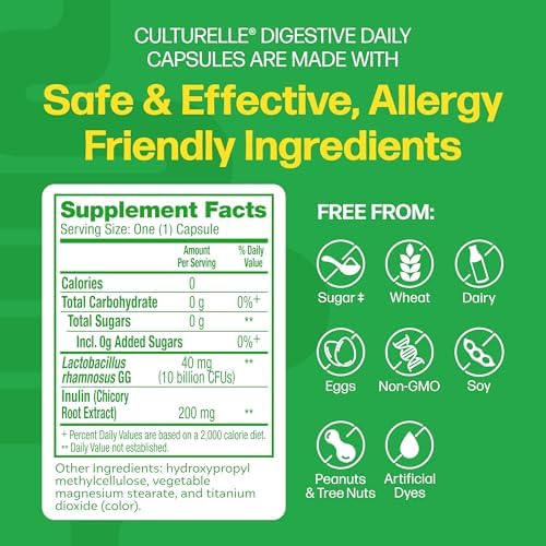 Culturelle Digestive Daily Probiotic for Men & Women, 10B CFUs, 30 Count | Digestive & Gut Health Support, Occasional Gas & Bloating*