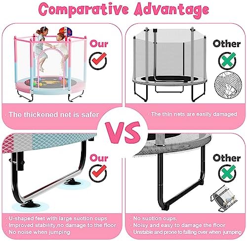 VGMiu 60" Trampoline for Kids, Toddler Trampoline Indoor with Net, Age 3-8