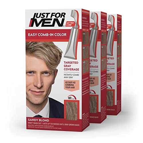 JUST FOR MEN Easy Comb-In Color, No-Mix, Light Brown A-25 (1 Pack) | Easy Comb-In Color light brown patented no-mix formula instantly combs away gray. Targeted gray coverage. Easy application.