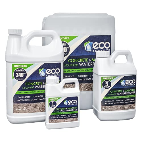 Concrete/Masonry Siloxane Odorless Spray-On Application Waterproofer, Safe for Use Around Plants, Pets, and People, 1 Gallon