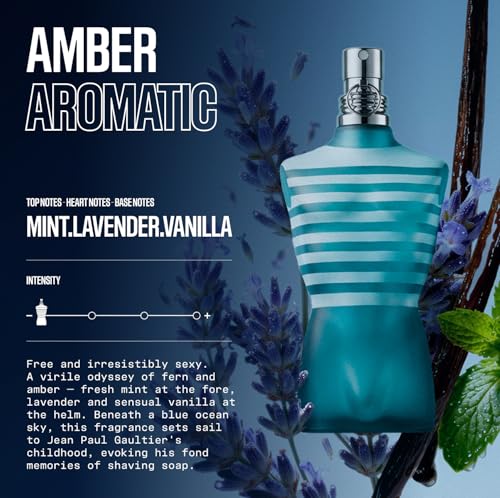 Jean Paul Gaultier Le Male Eau de Toilette - Long Lasting Amber Aromatic Cologne for Men with Fresh Mint, Lavender & Sensual Vanilla - Luxury Men's Cologne Spray
