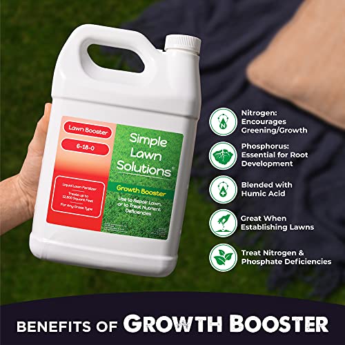 Extreme Grass Growth Lawn Booster- Liquid Spray Concentrated Starter Fertilizer with Humic Acid- Any Grass Type- Simple Lawn Solutions (32 oz. w/Sprayer)
